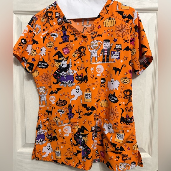 Dickies scrubs women’s size small halloween print orange color - Picture 1 of 5